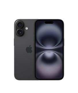 The iPhone 16 viewed from the front side by side with the iPhone 16 viewed from the back.