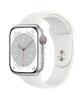 AppleWatch8 45mm SilverAluminum/WhiteSportBand side